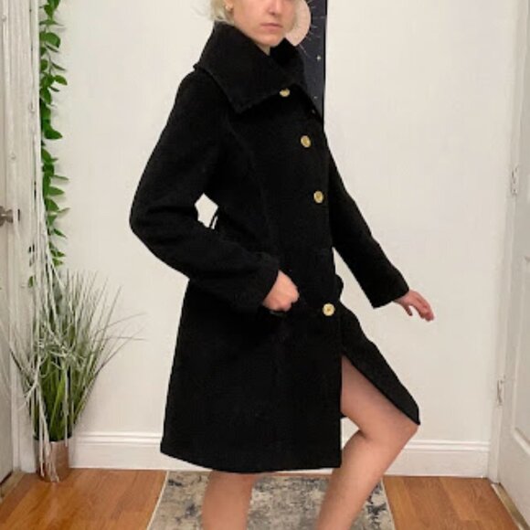 Coach Single-Breasted Button-Up Coat Long Sleeve Size S Black - Picture 11 of 16